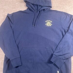 Vans Men's Navy Hoodie with Yellow Logo